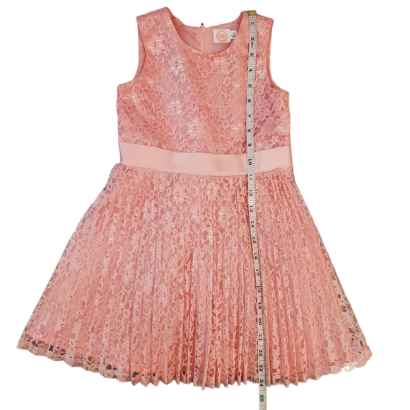 Wonder Nation Party Dress Girls Size 5 Pink Sleeveless Pleated Lace Dress - Picture 7 of 12